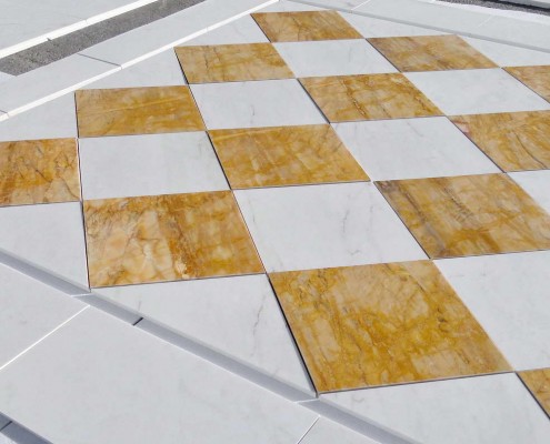 Pre-Installation Versace Cremo Delicato Giallo Siena Marble Floor